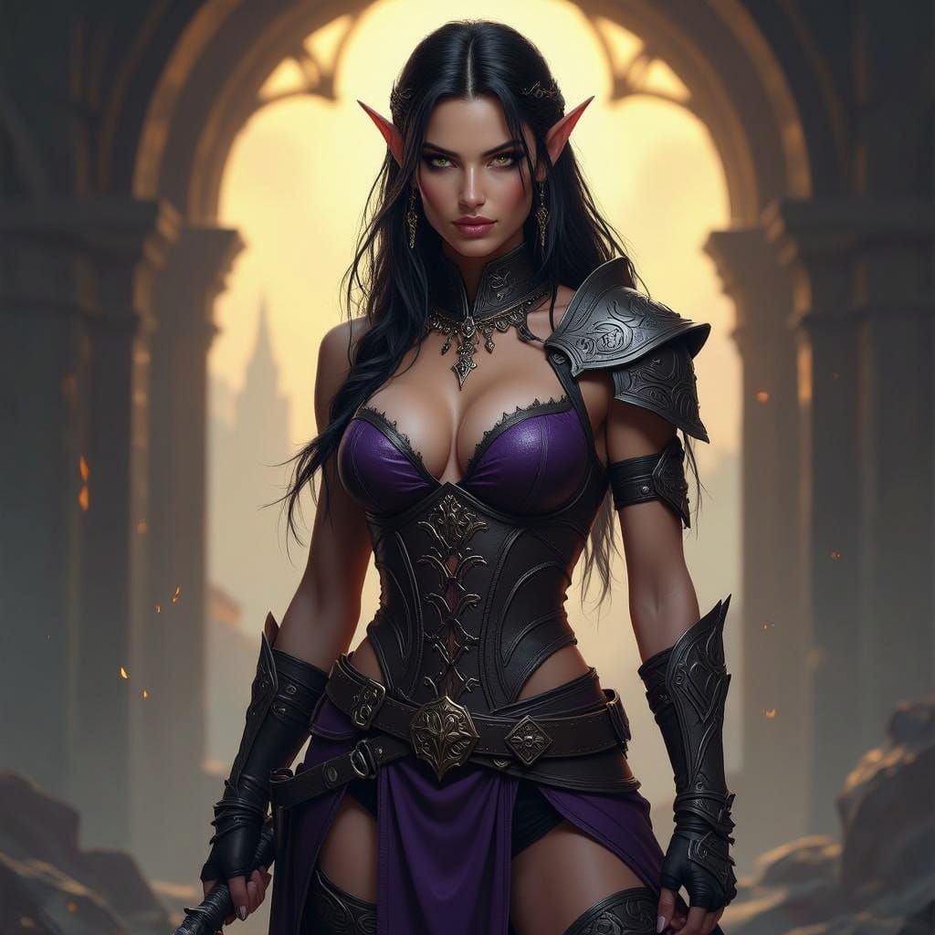 Dark Fantasy Female Elf Barbarian Concept Art
