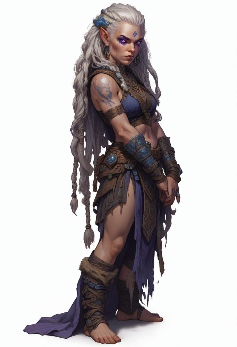 Pale Cave Dwarf Maiden in Heroic Fantasy Style