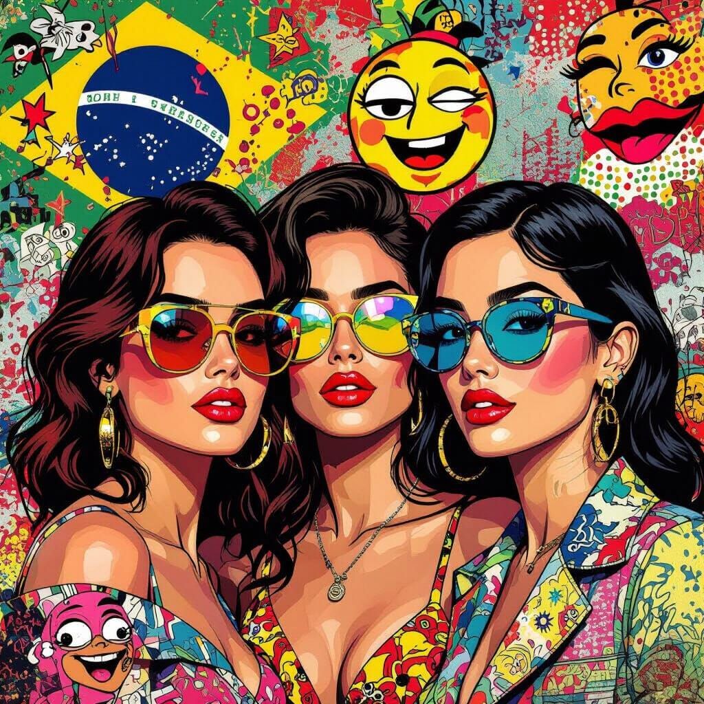 Brazilian Meme Queens in Pop Art Style