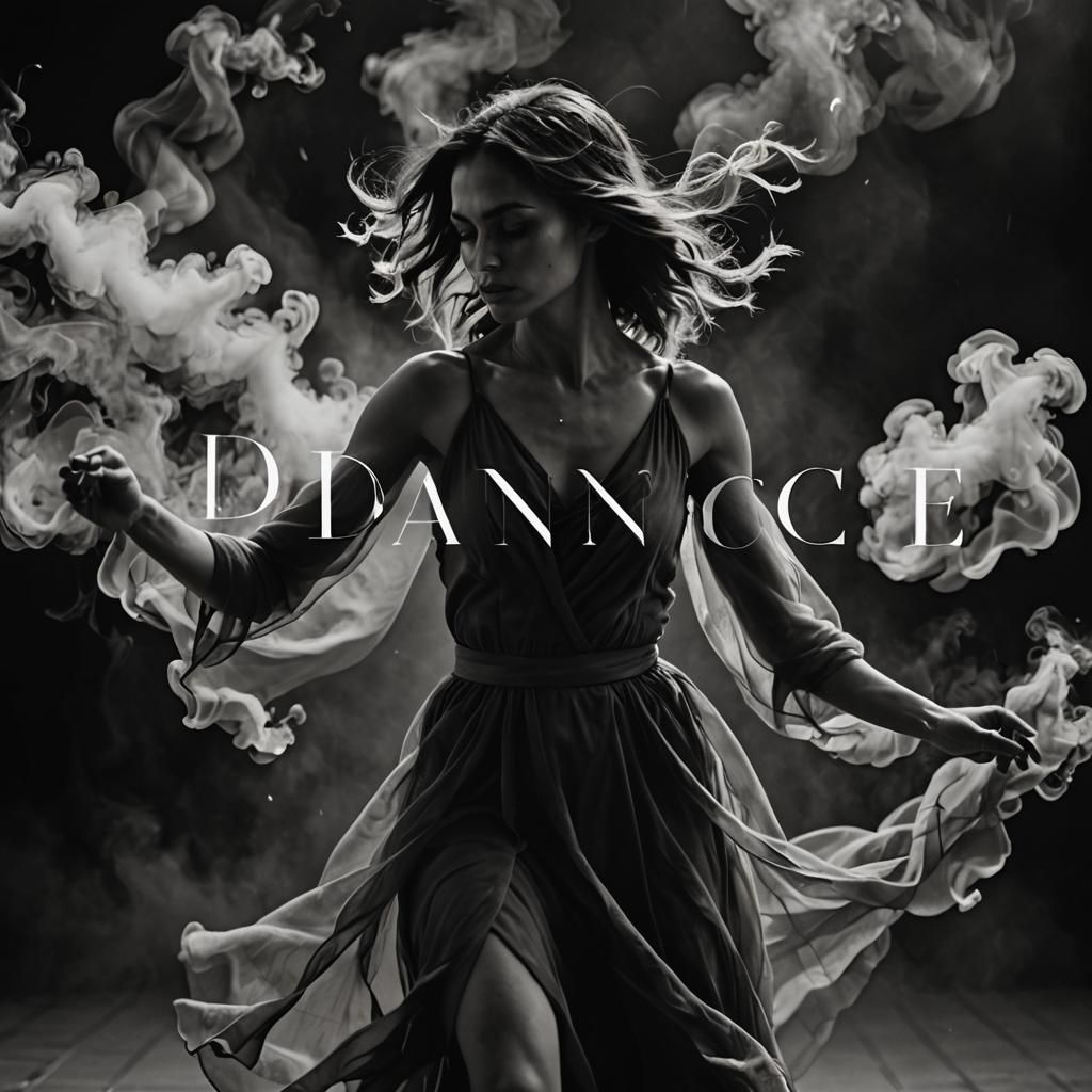 Dramatic Portrait of Dancing Woman in Grayscale