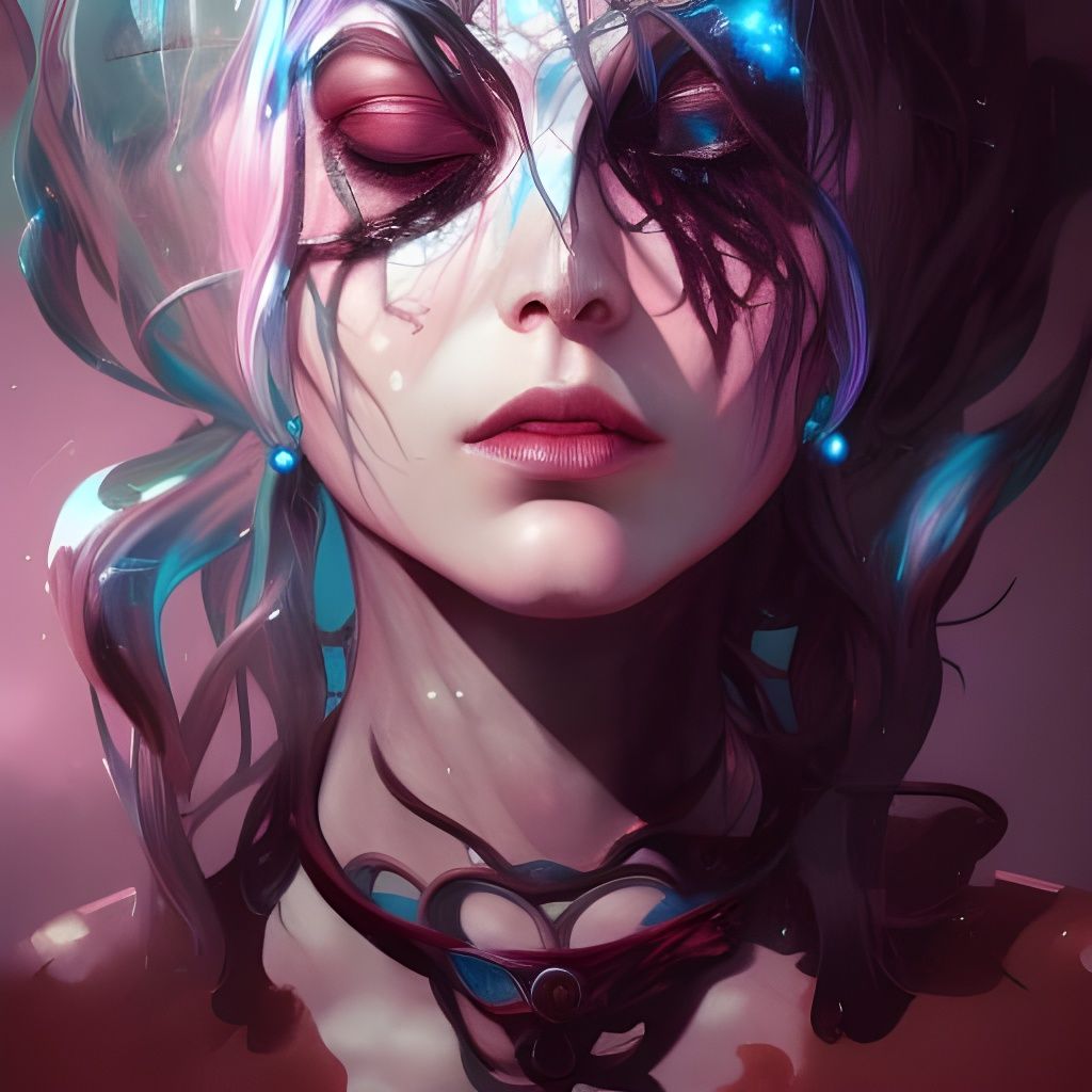 Intricate Chaos Witch Portrait in High Resolution