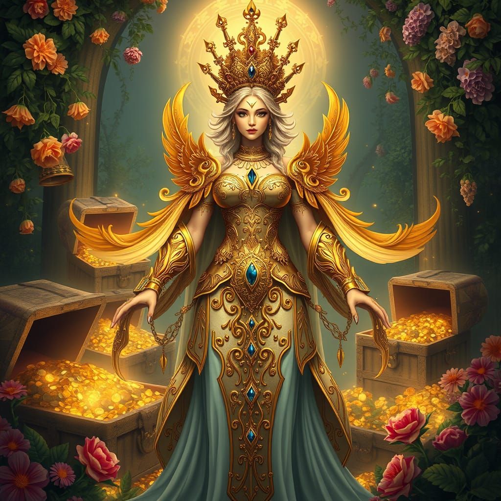 Golden Goddess of Abundance in Fantasy Art