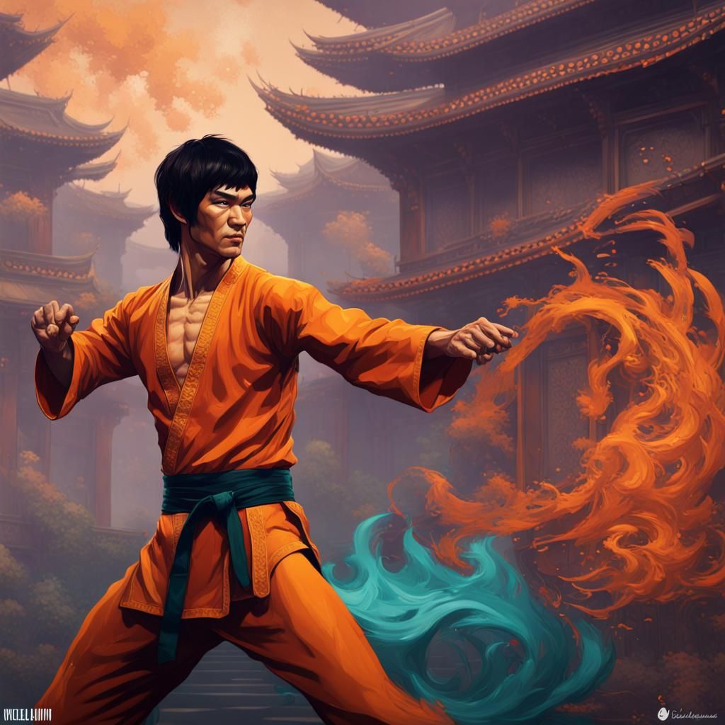Bruce Lee and Sun Tzu: Hyperdetailed Concept Art