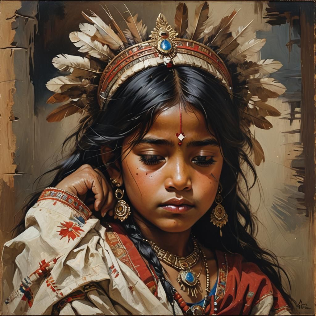 Sleeping Indian Princess: Oil Painting by Gurney