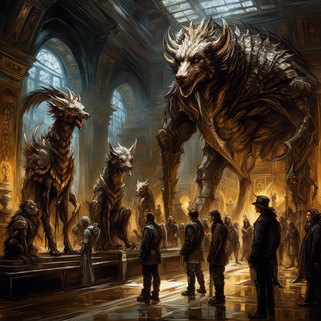 Cryptids Displayed in Museum, Fantasy Concept Art