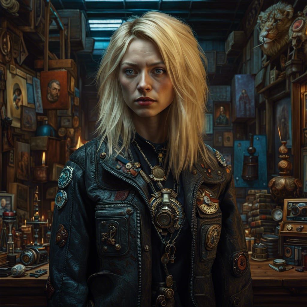 Gothic Blonde in Voodoo Gear: Photorealistic Portrait