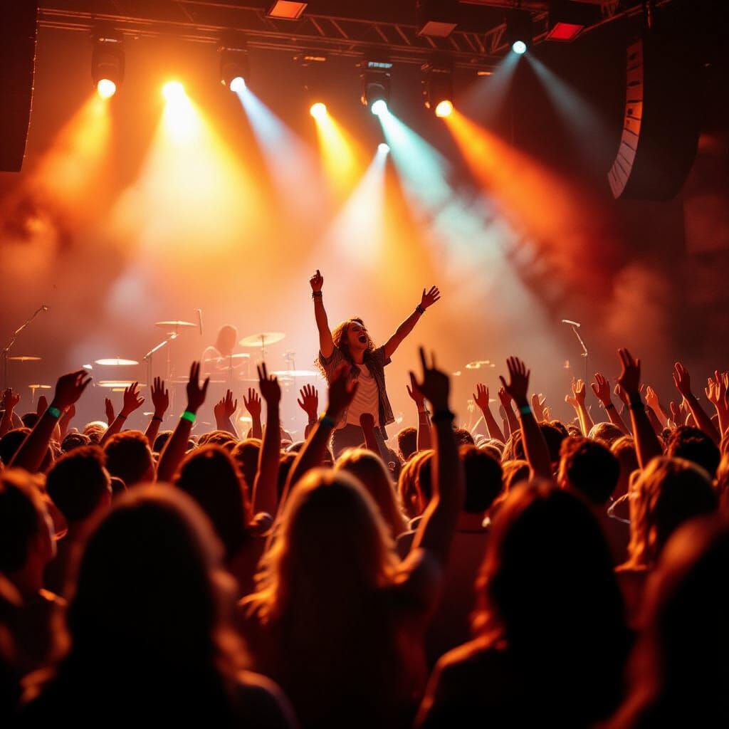 Ecstatic Crowd at Vibrant Concert Performance