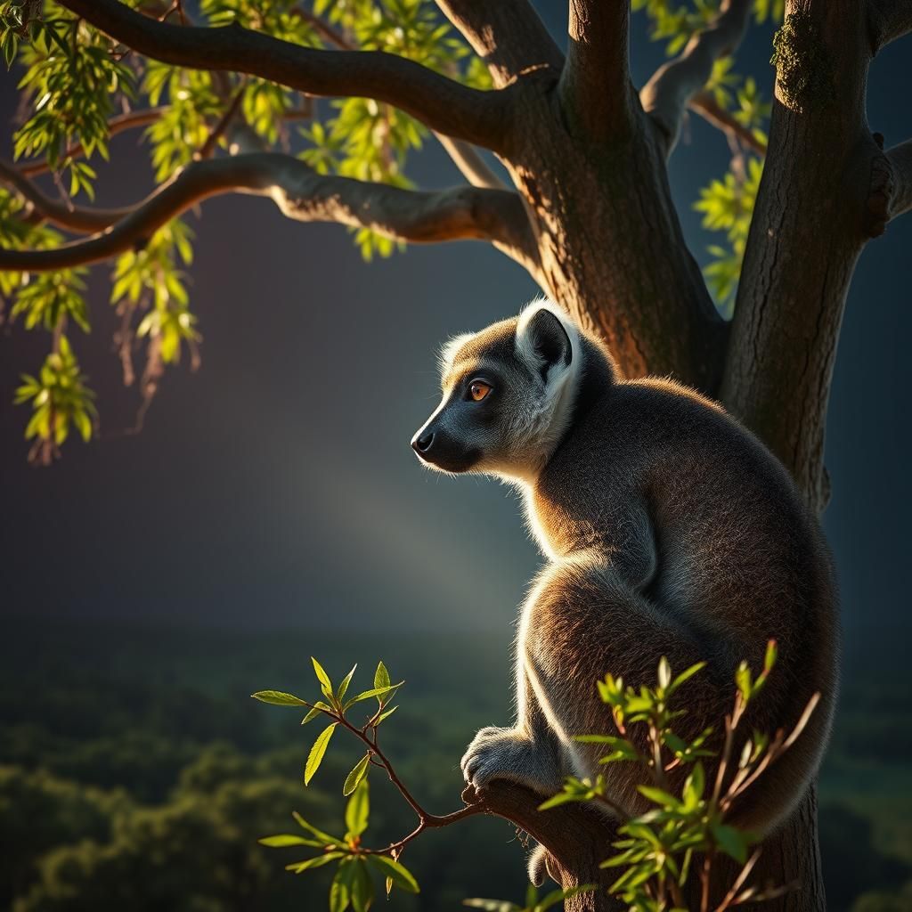 Lemur Portrait in Madagascar Landscape