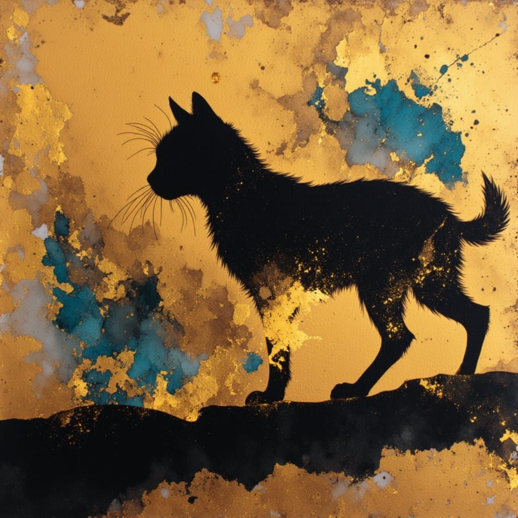 Elegant Black and Gold Abstract Art