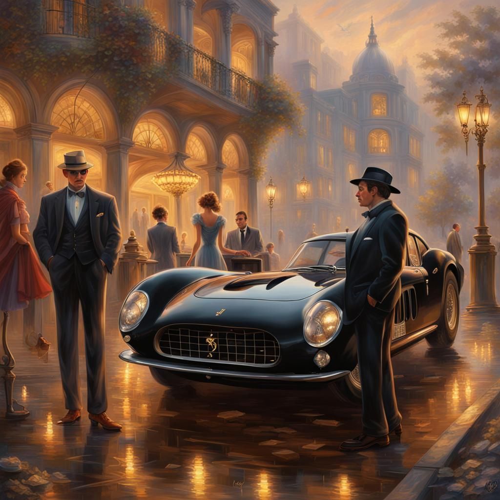 Mafia Scene: Black Ferrari, Gold, and Luxury