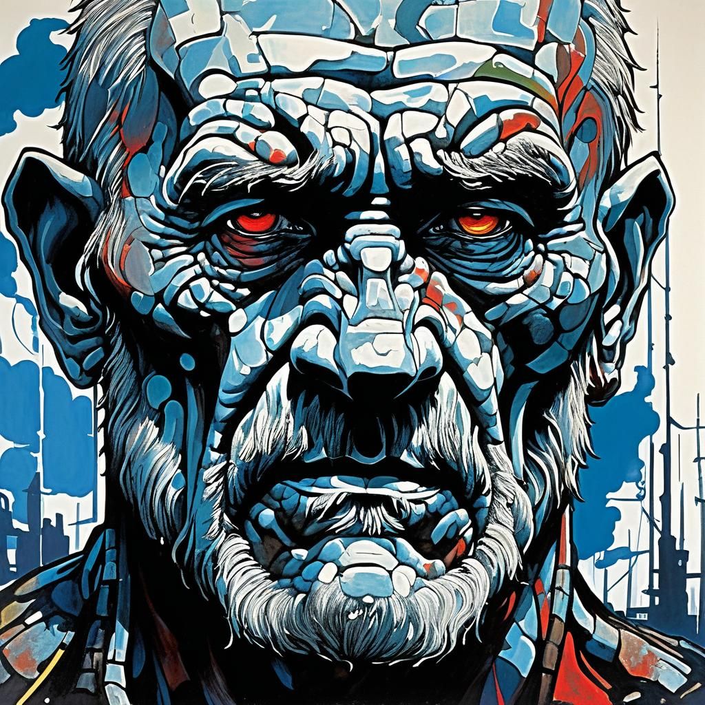 Jotun of Niflheim: Ink and Brush Illustration