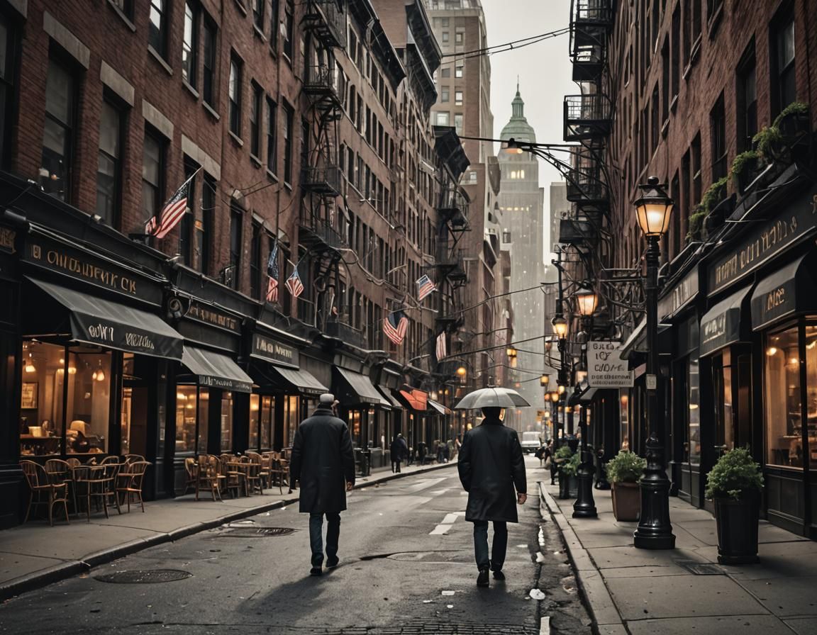New York Street Scene with Man Walking