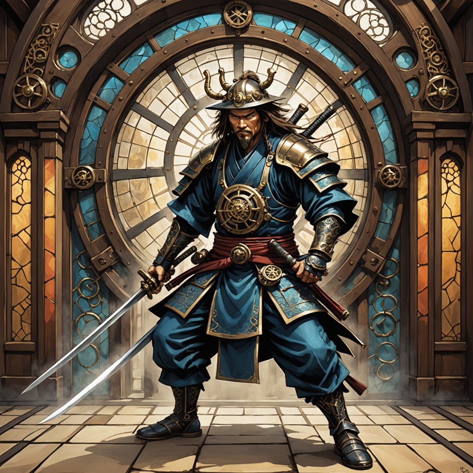 Steampunk Samurai Kata in Gear-Powered Dojo