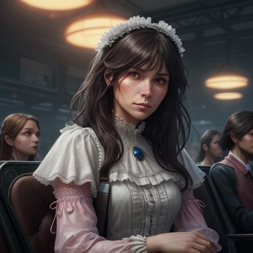 Pink Sissymaid Waits Anxiously at Bus Station