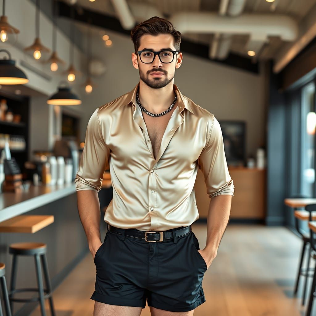 Elegant Barista in Modern Cafe: A Portrait