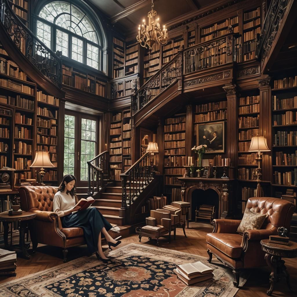 Book Furnishings in Mansion Living Room