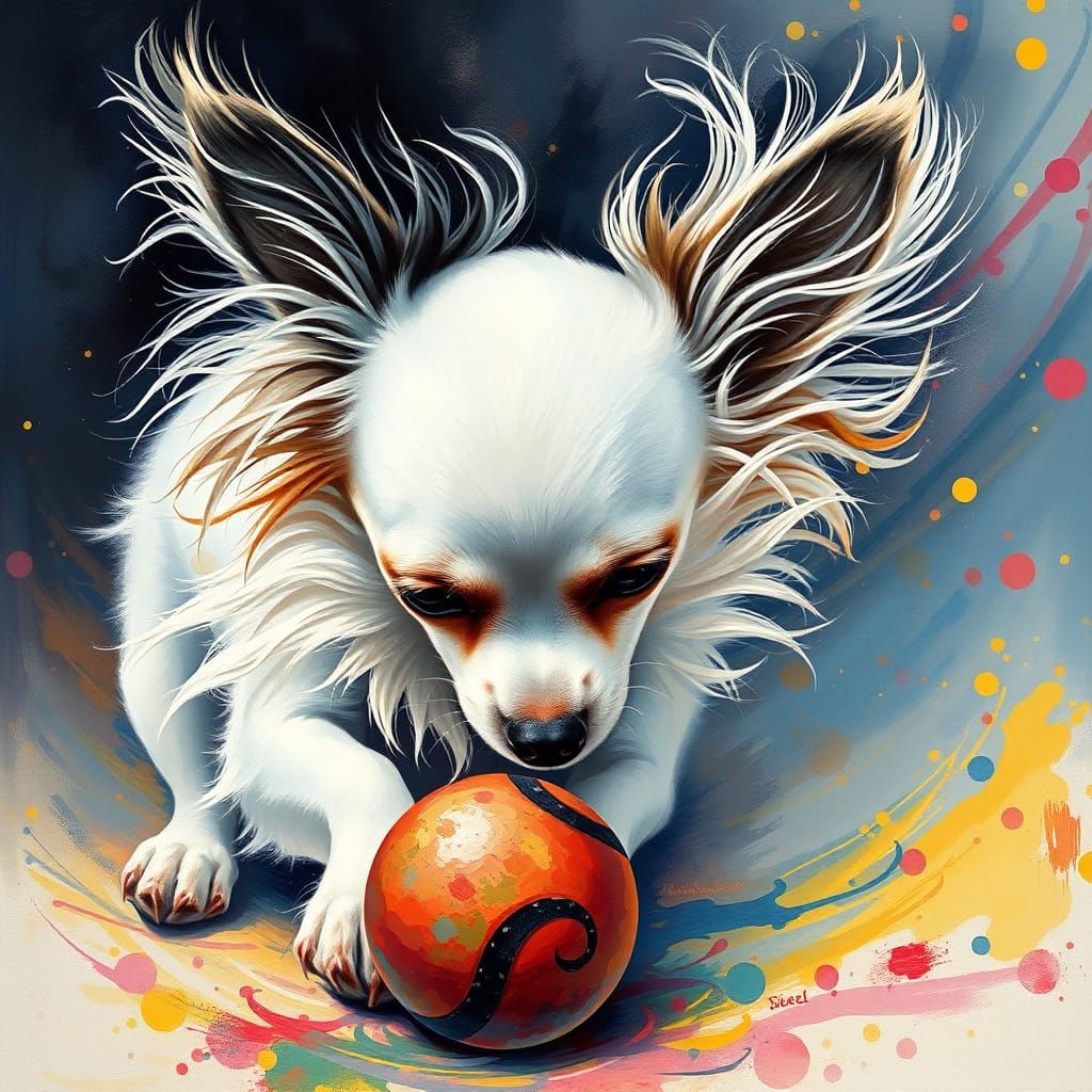 Gouache-Inspired Chihuahua in Hyperrealistic Watercolor
