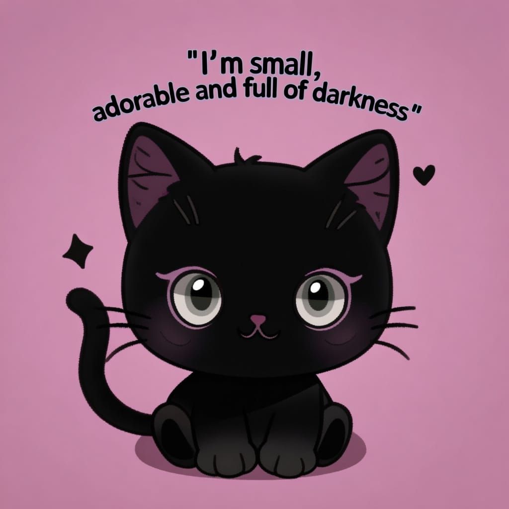 Emo Goth Cartoon: Cute Kitten of Darkness