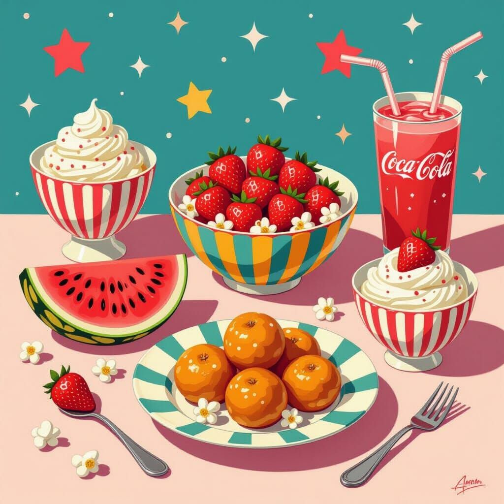 Whimsical Dinner Set in Takashi Murakami Style