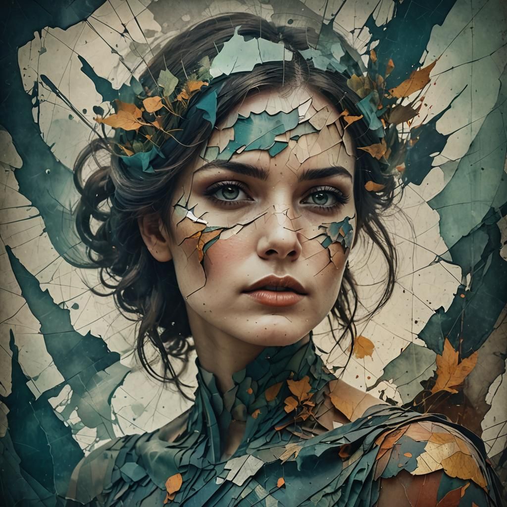 woman on cracked paper