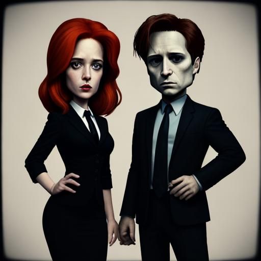Mulder and Scully in Tim Burton Style