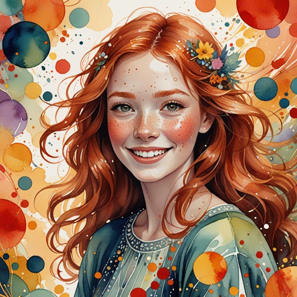 Ethereal Red-Haired Girl in Whimsical Portrait