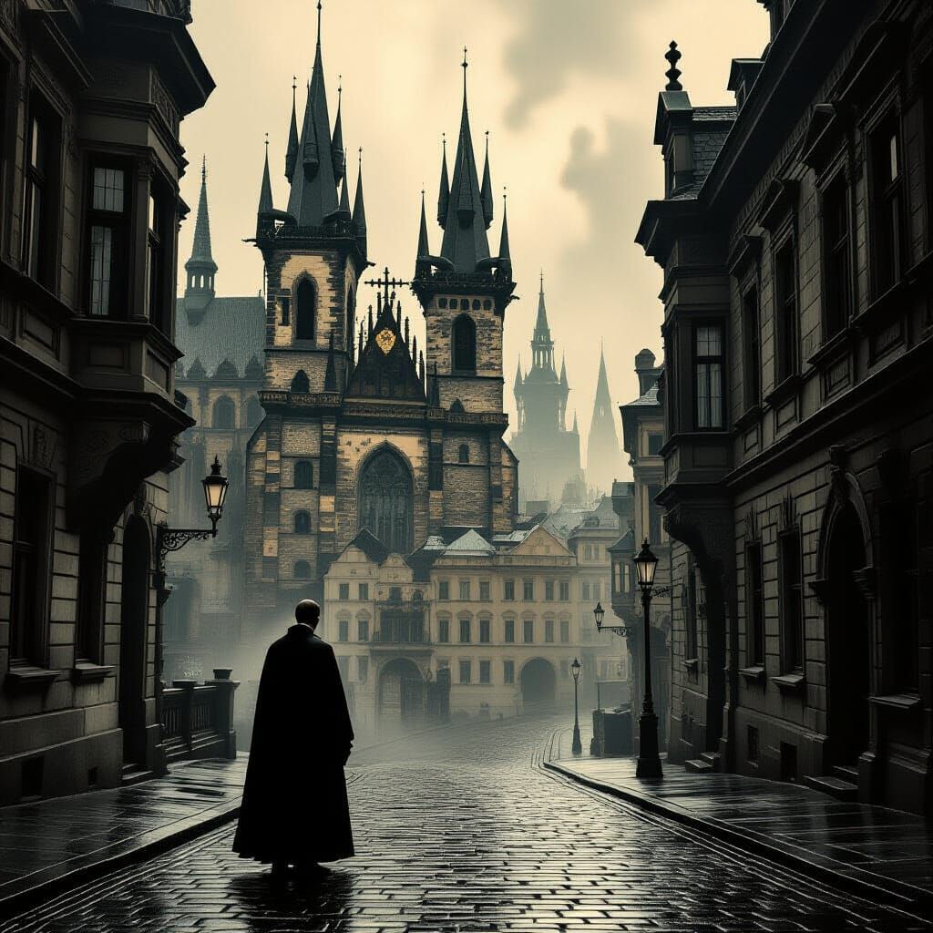 Gothic Metropolis Priest in Sepia Tones