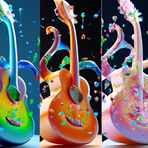 Musical Instruments in 3D with Pastel Colors