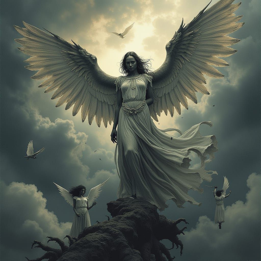 Fallen Angels in Gritty, Detailed Style