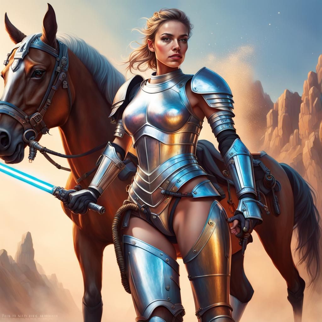 Medival knight with light saber