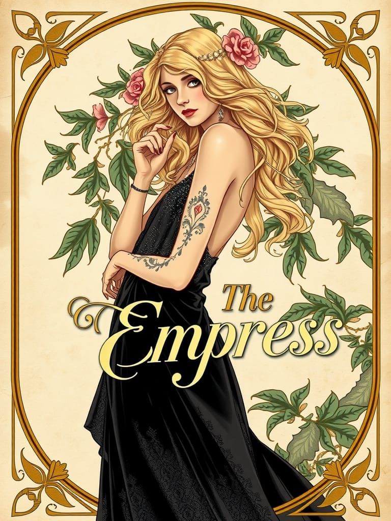 The Empress Tarot Card in Art Nouveau Style