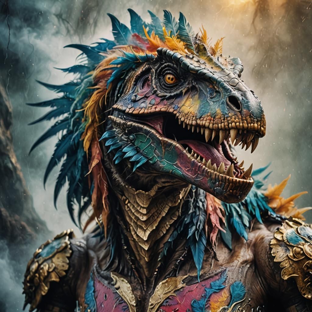 Fantasy T-Rex Portrait in Luis Royo Style