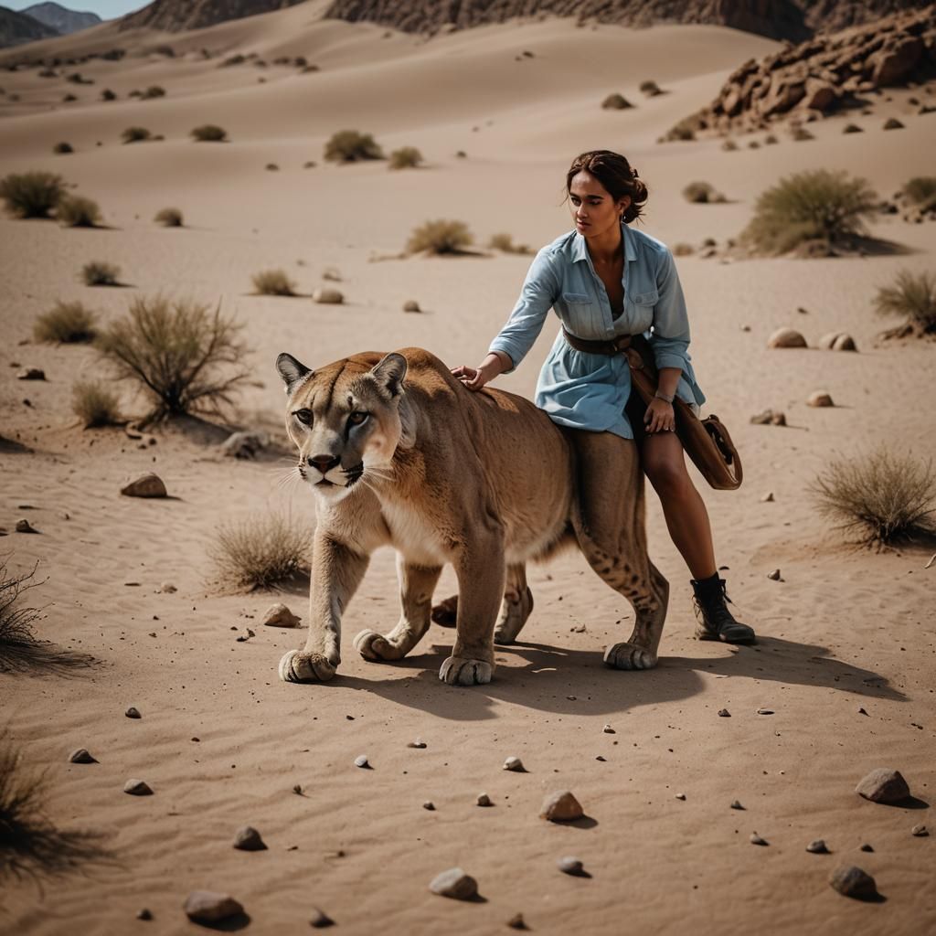 A scene in the desert, displaying a captivating interaction ...