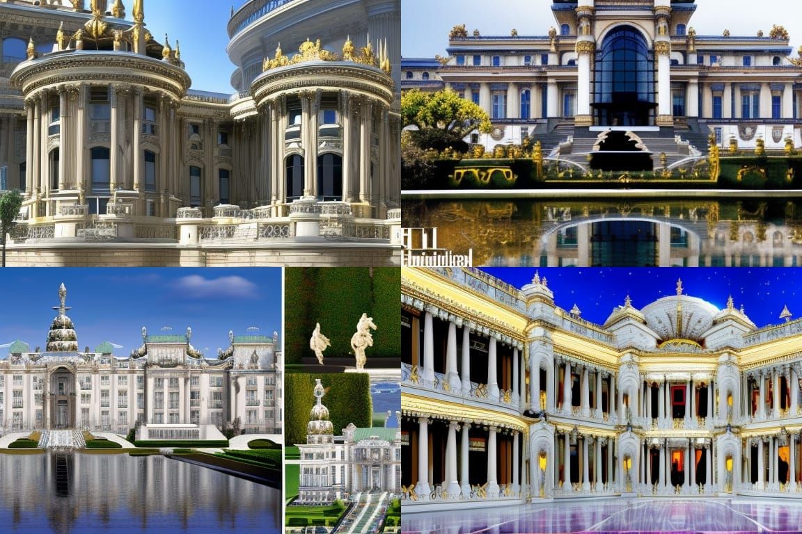 Lavish Ancient Futuristic Palace Garden Architecture