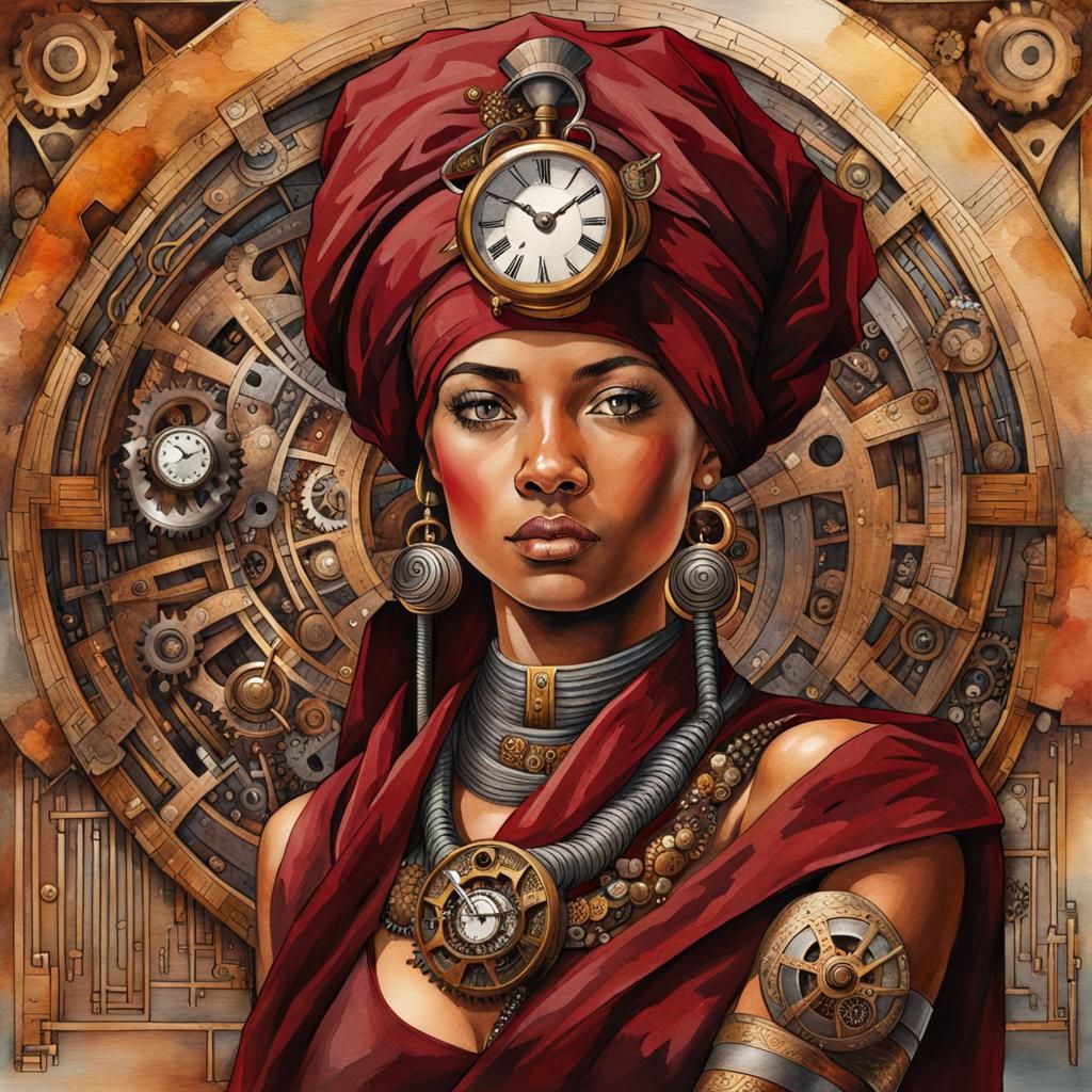Steampunk Egyptian Woman in Hyperrealistic Digital Art