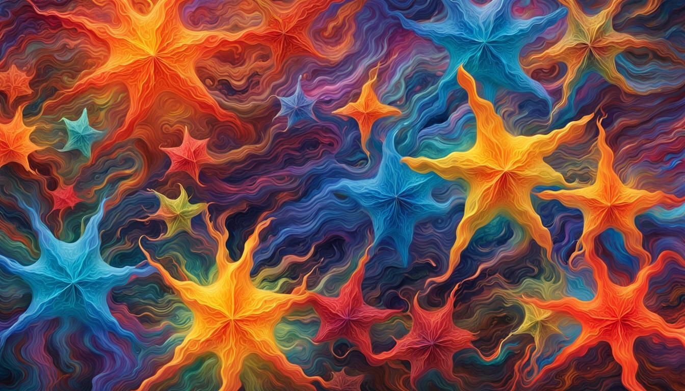 Iridescent Plasma Stars in Swirling Oil Paint