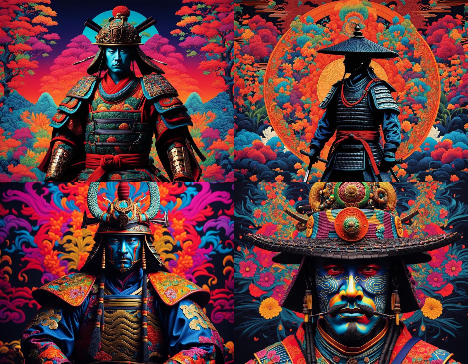 Psychedelic Samurai Ronin in Bright Japanese Art