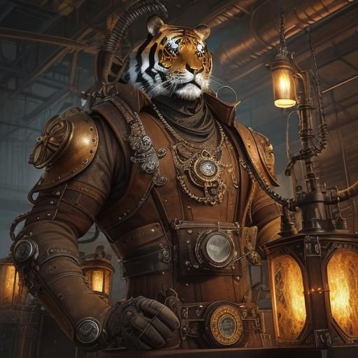 Steampunk Lord Bengal on His Luxurious Aeroship