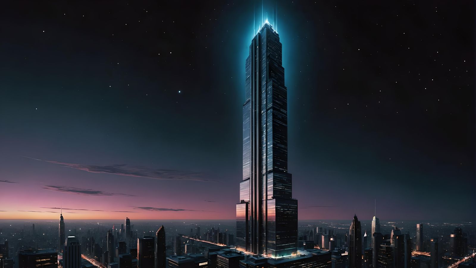 Crystalline Skyscraper Reaching Earth's Atmosphere