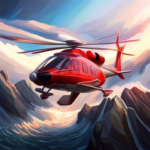 Hyperrealistic Helicopter Concept Art with Dramatic Lighting