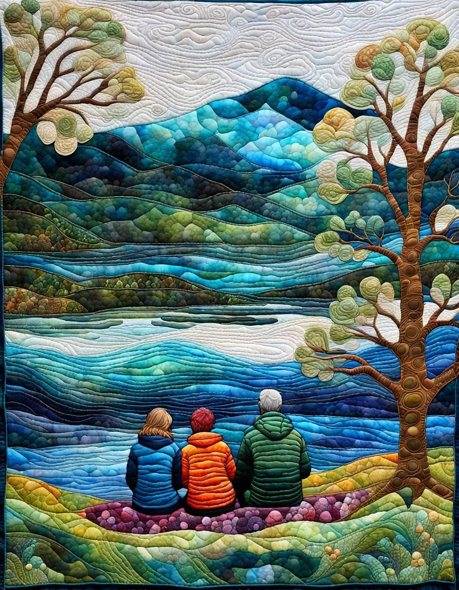 Lake District Couple in Quilted 3D Art