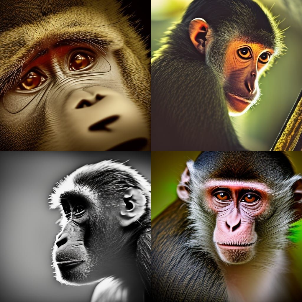 Hyperrealistic Monkey Portrait in High Resolution