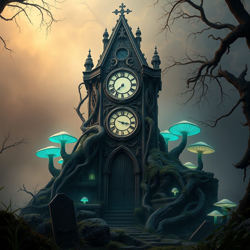 Mystical Clock Tower Rises from Ancient Grave