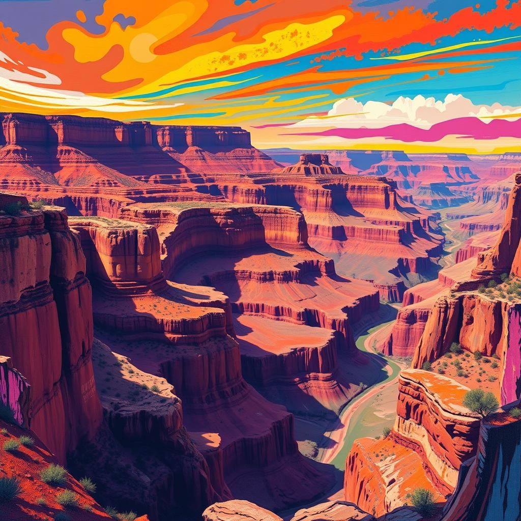 Grand Canyon in Colorado, Graffiti Art Style