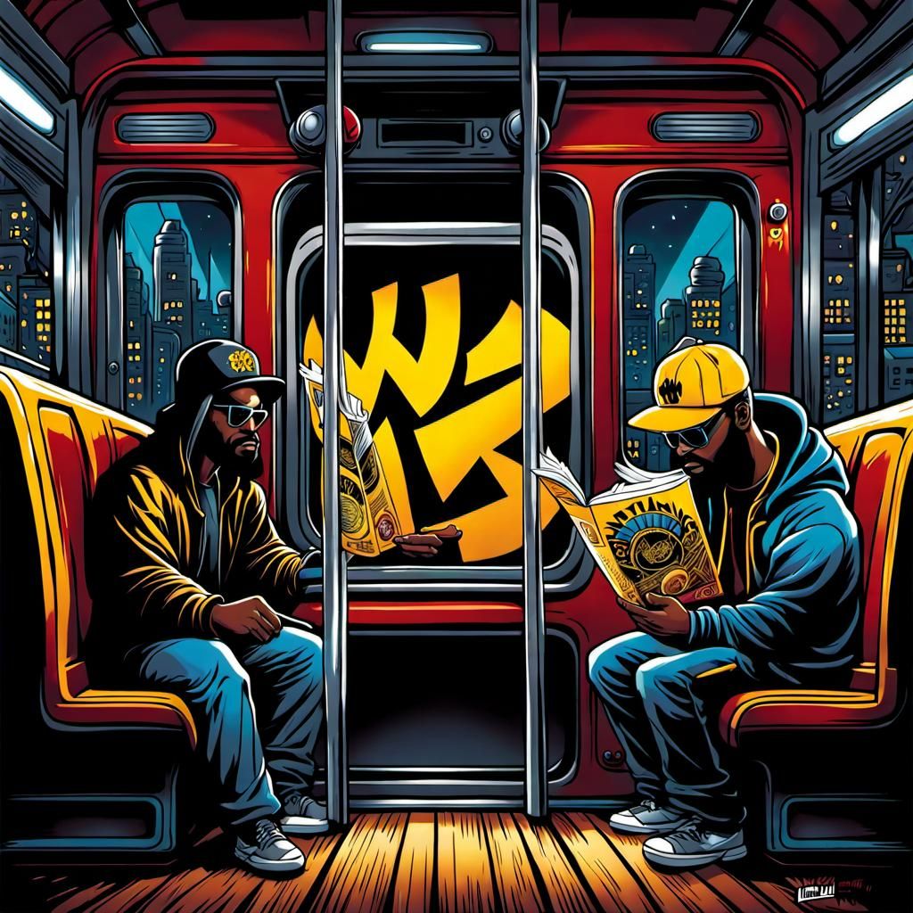 Cartoon Graffiti Art on Train with Wu Tang Clan