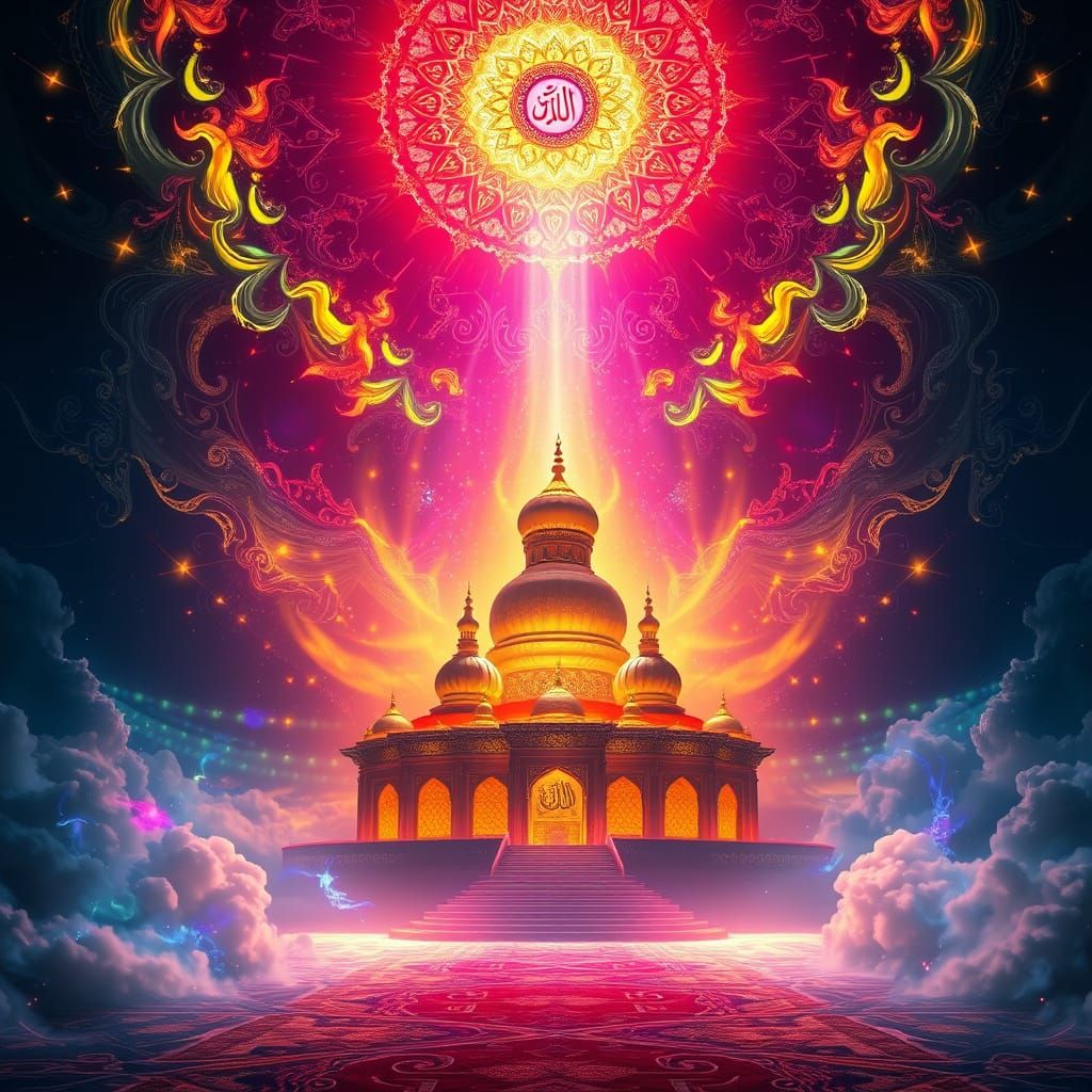 Majestic Allah Illuminated in Dreamlike Atmosphere
