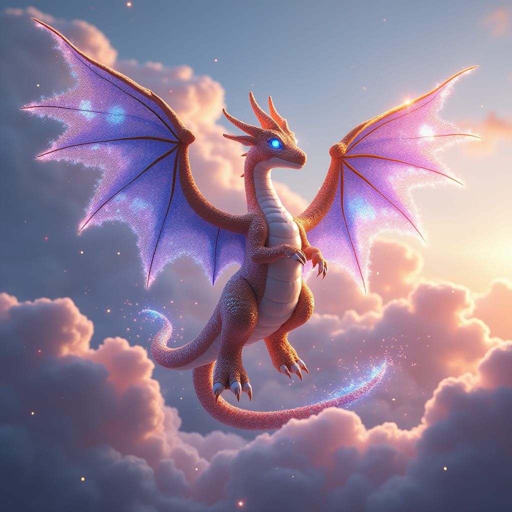 Ethereal Serpentine Hybrid: Charizard-Arceus in Celestial Ha...