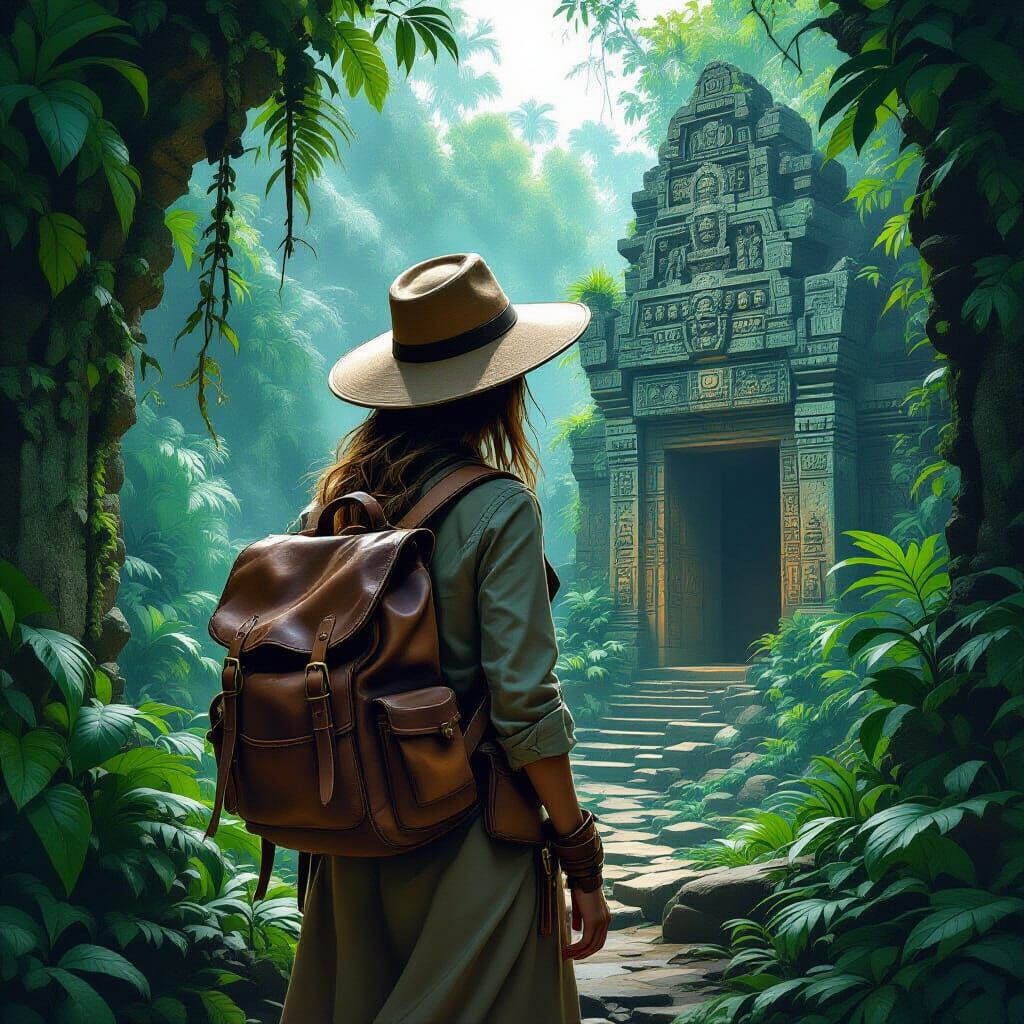 Female Explorer Discovers Hidden Jungle Temple Entrance