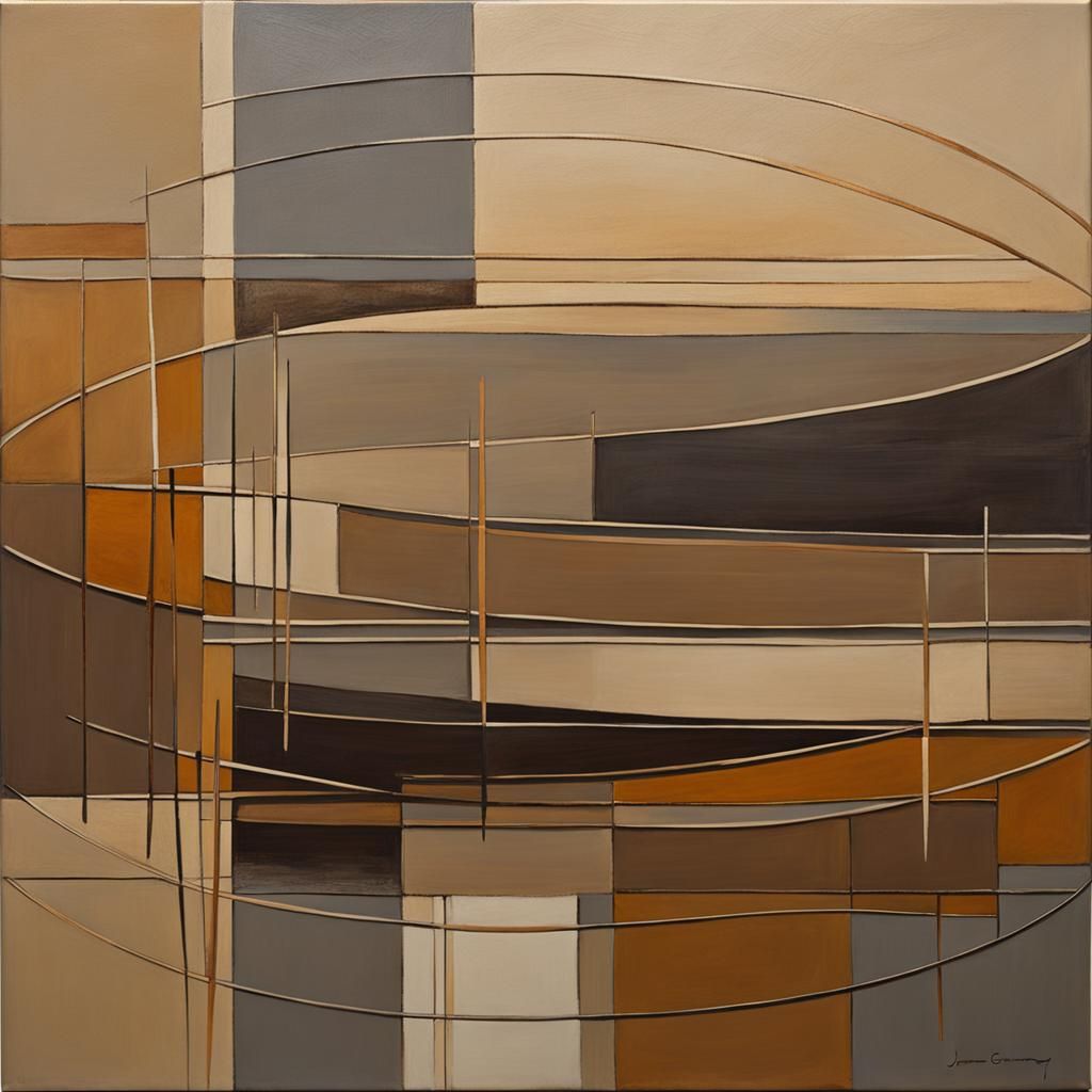 Abstract Geometric Painting in Earth Tones