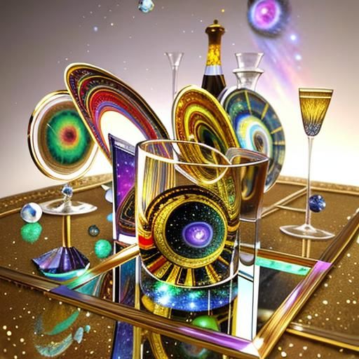 Detailed Cosmic Scene with Black Holes and Galaxies